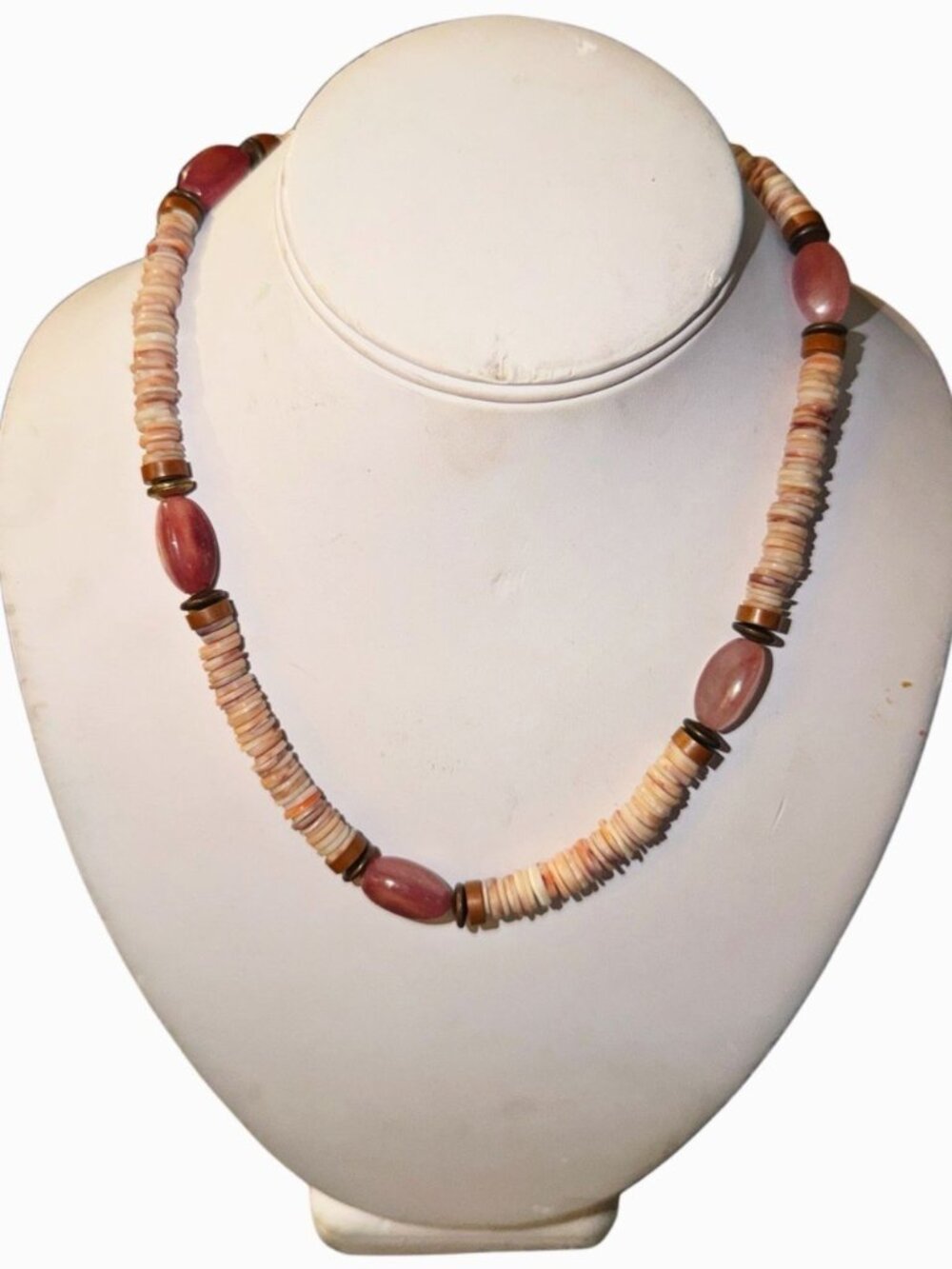 Beaded Pink Shell Vintage Necklace